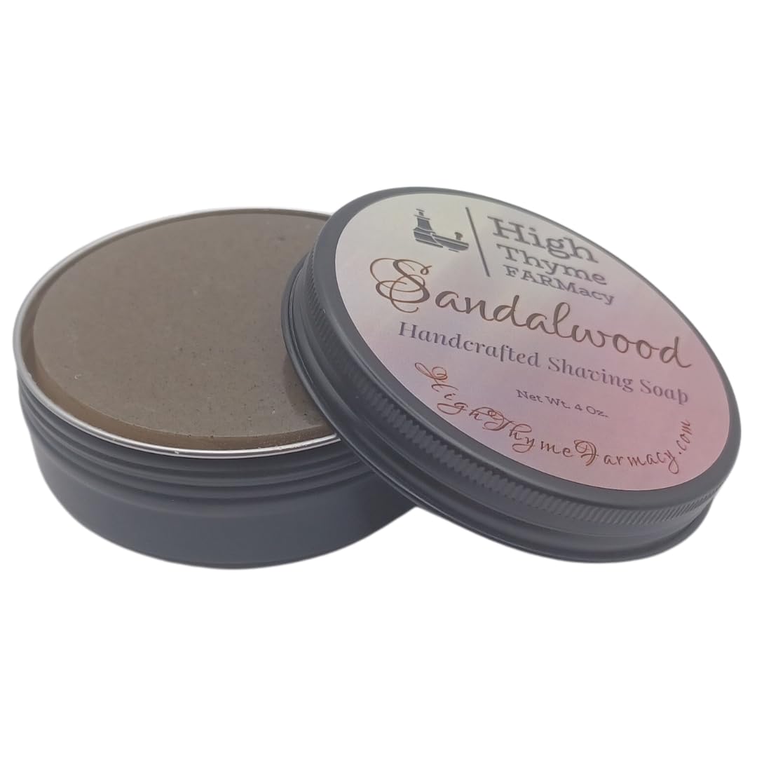 Sandalwood Shaving Soap Puck - Large 4 Ounce Bar of Sandalwood Soap for Shaving - 3 Inch Shave Puck - Sandalwood Shave Soap Puck in Travel Tin - Shave Soap for Men - Made in the USA (Sandalwood)