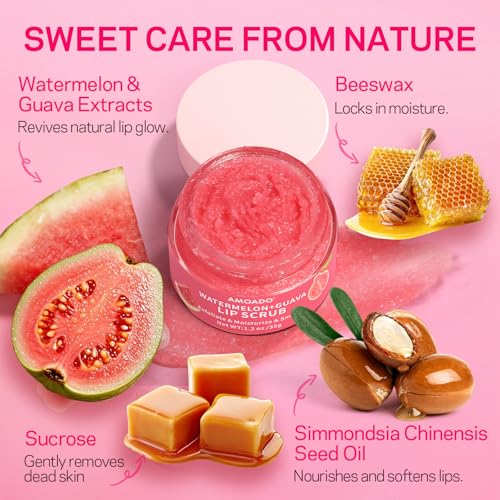 AMOADO Sugar Lip Scrub for Dark Lips – Exfoliating Smooth & Soft with