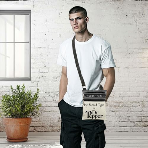 DR.P Letter Print Crossbody Bag with Adjustable Strap