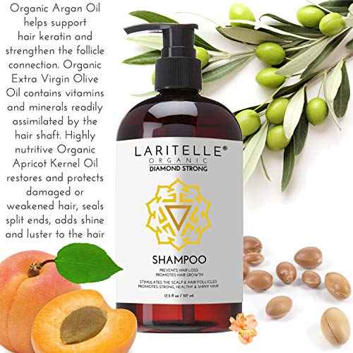 Laritelle Diamond Strong Organic Shampoo ? Hair Growth & Strengthening ? Sulfate-Free, Cedarwood & Botanicals ? Prevents Thinning & Breakage ? Made in USA ? 17.5 oz