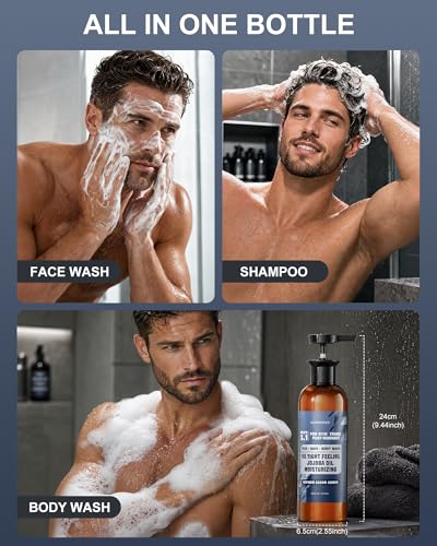 Men's 3-in-1 Body Wash, Shampoo & Face Wash, 16 oz (Pack of 2)