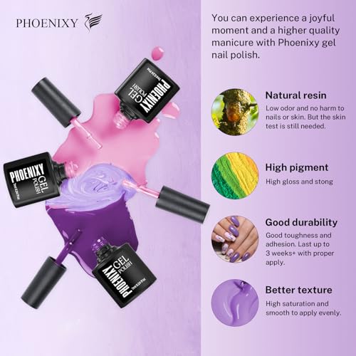 Phoenixy 24-Piece Gel Nail Polish Set with Base, Glossy & Matte Top Coat