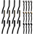 24-Piece Industrial Wire Brush Set with Steel, Brass & Nylon Bristles