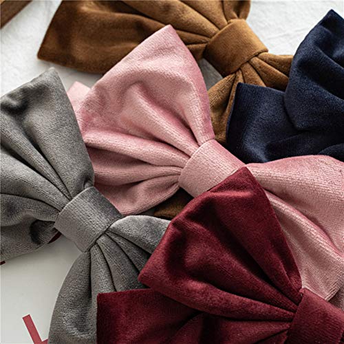 JIAHANG Velvet Hair Bow Clips Thick Hair Velour Big Bowknot Barrettes，French Style Hair Accessories 6PCS for Women Girls Ladies (velvet 6pcs)