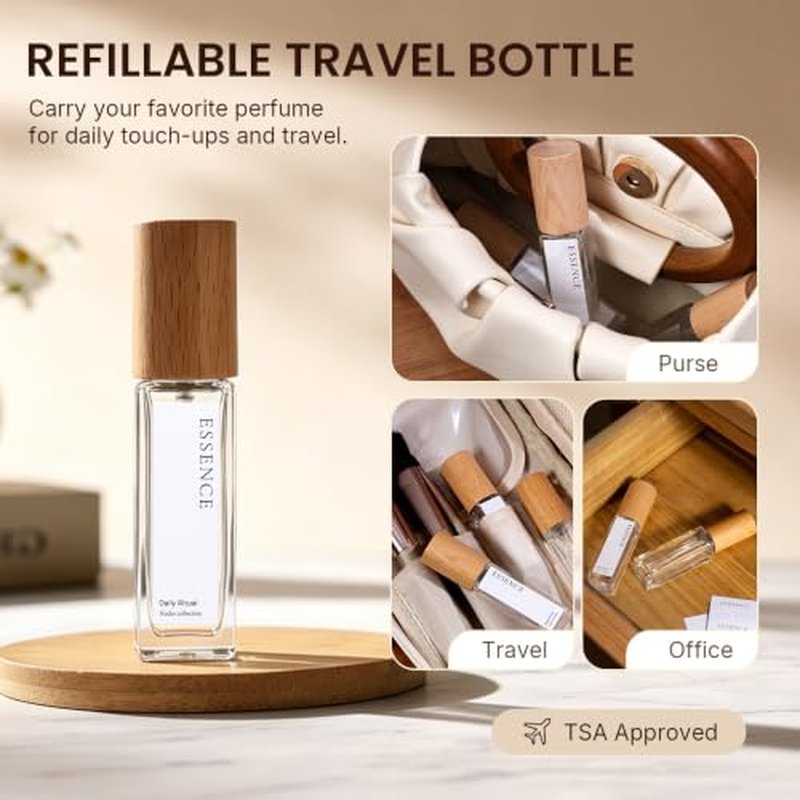 10ml Refillable Perfume Atomizer with Wooden Cap & Stickers