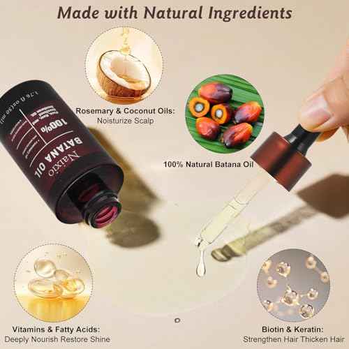 100% Natural Batana Oil for Hair Growth & Repair - Nourishes Scalp, Strengthens Hair, Reduces Breakage Split Ends, For Thicker Looking Hair - 1.76 fl oz