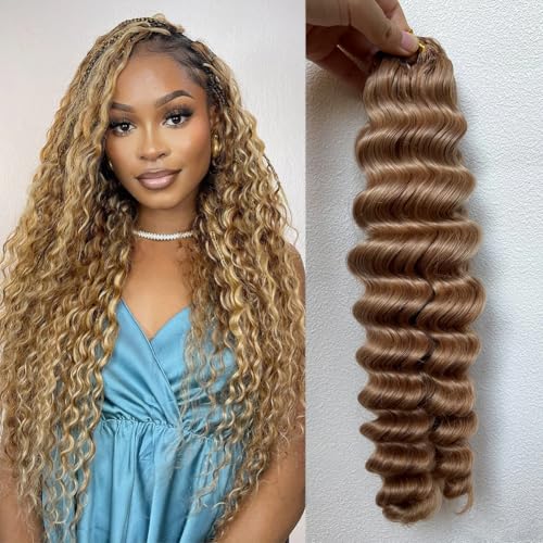 Walnut Hair 18 Inch Blonde #27 Deep Wave Crochet Hair Extensions 120g