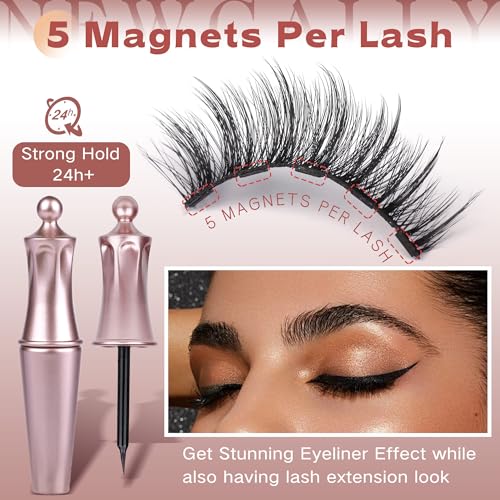 Magnetic Eyelashes Kit with Eyeliner - Reusable, No Glue