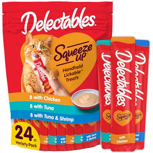 Delectables Squeeze Up Cat Treats Variety Pack - 24 x 0.5oz Tubes
