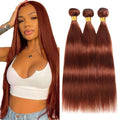 Color 33 Reddish Brown Straight Hair Bundles - 8A Grade