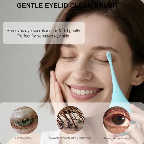 Electric Vibrating Eyelid Brush with Soft Silicone for Sensitive Eyelids,Gently Cleans Eyelid Margins,Removes Dirt,Oil.Blepharitis and Dry Eyes Relief,Lid Scrubbing Device Machine (Pink)
