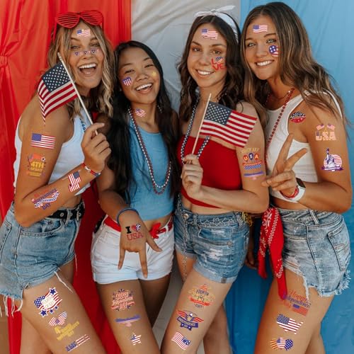4th of July Temporary Tattoos, 120pcs - Patriotic Designs