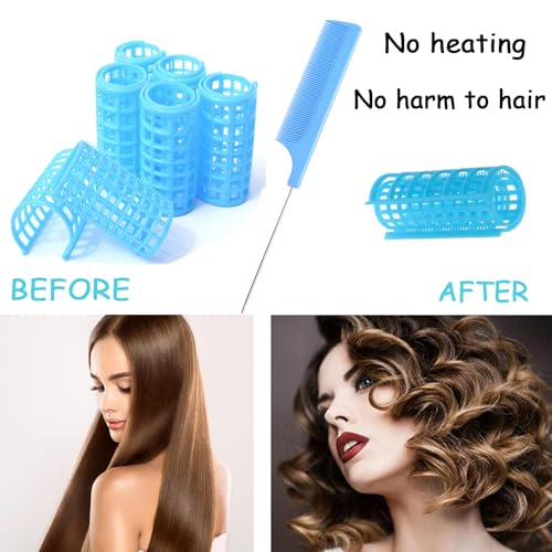 ZMD 24PCS Plastic Hair Rollers Set - 0.8 Inch Heatless Curlers