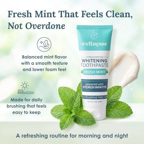 Wellnesse Hydroxyapatite Toothpaste 1.75 Oz Travel Size - Whitening, Fresh Mint