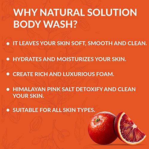 Natural Solution Body Wash, Revitalizes & Refreshing Your Skin, Formulated with Organic Blood Orange Extracts with Himalayan Pink Salt, 17 fl oz/Each ? Pack of 4