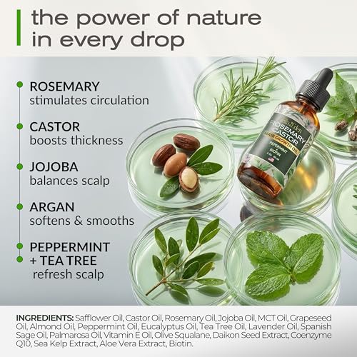 Ella & Eden Hair Growth Oil - Rosemary, Castor & Peppermint, 2 Fl Oz