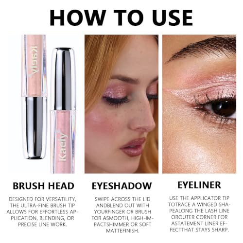 Metallic Liquid Eyeshadow Duo - 2Pcs Rose & Champagne, Long-Lasting