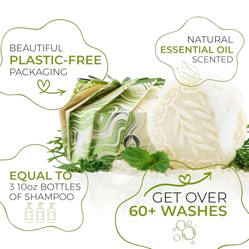 Viori Tea Tree Mint Essential Oil Shampoo Bar Made with Rice Water - Handcrafted All Natural Shampoo Bars - Sulfate Free