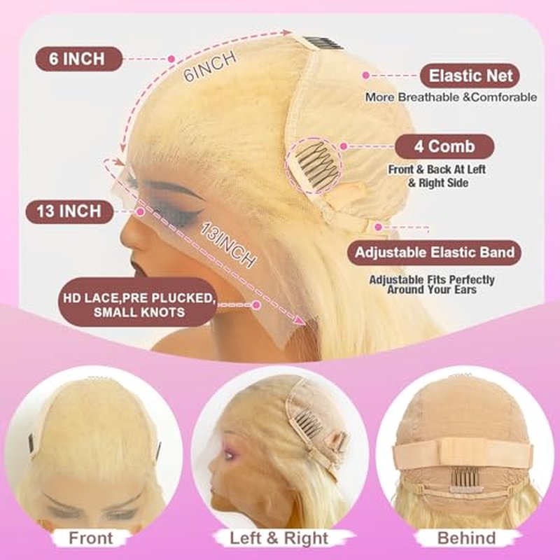 30 Inch 613 Blonde Lace Front Wig Human Hair 200 Density