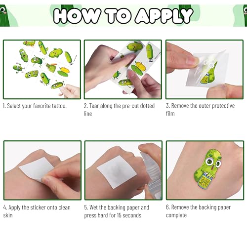 96 Pickle Temporary Tattoos for Kids Birthday Party Favors