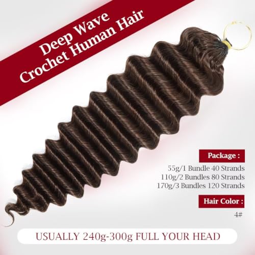 14 Inch Miracle Invisible Knots Human Crochet Hair - Soft Deep Wave