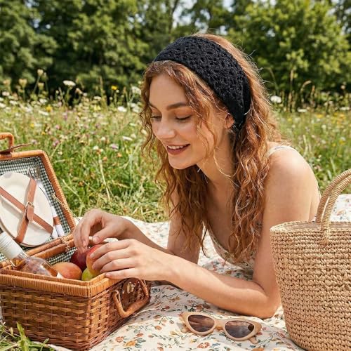 3-Piece Boho Knit Headbands for Women, Adjustable Hair Accessories Set