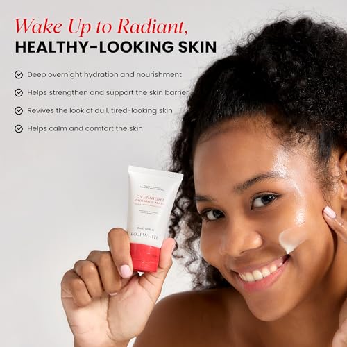Koji White 1% Kojic Acid Radiance Overnight Face Mask ? Hydrating Sleeping Mask for Glowing Skin, Uneven Tone & Smoothing with Niacinamide, Cica, Hyaluronic Acid - Unscented, Vegan Skincare 1.01 Fl Oz