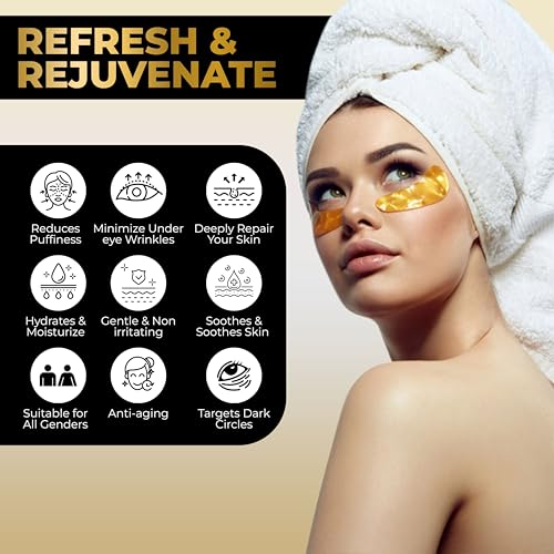 Under Eye Patches (25 Pairs) - Skin Care - Beauty Eye Mask - Eye Patches - Gift for Men - Gift for Women - Luxury Golden Eye Masks - Travel Essential - Gift Set