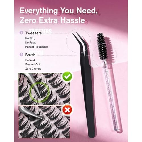 EYDEVRO Manga Lash Clusters Kit Fairy Eyelash Clusters Kit Wet Look Anime Cluster Eyelash Extensions Kit 10-16mm Natural Wispy DIY Lash Extension Kit Waterproof Lash Bond and Seal Tweezers Brush