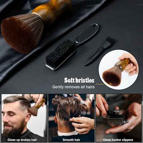 SALONSILK 13PCS Hair Cutting Shaving Brush and Comb Set, Professional Barber Combs for Hair Stylist, Premium Grade Barber Brush Neck Duster, Fading Comb Barber Clipper Comb