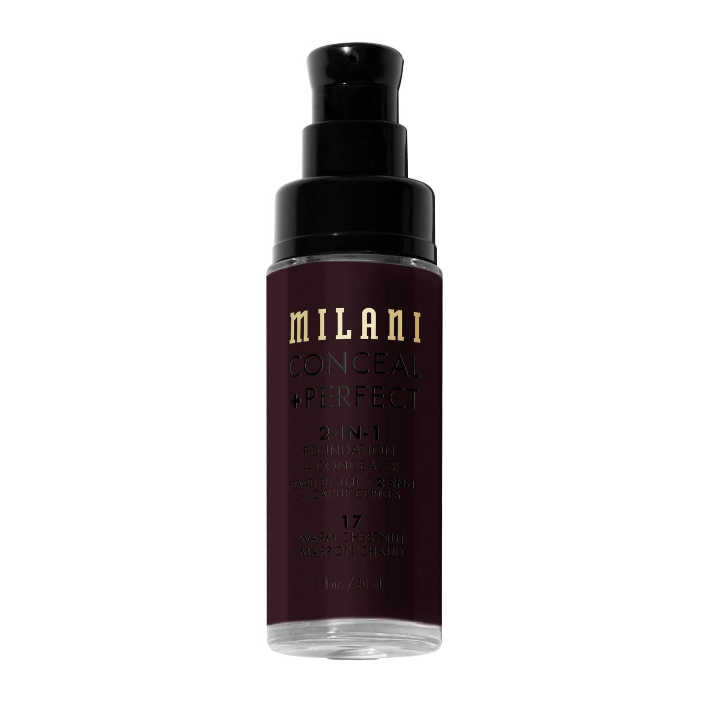 Milani Conceal + Perfect 2-in-1 Foundation + Concealer - Warm Chestnut (1 Fl. Oz.) Cruelty-Free Liquid Foundation - Cover Under-Eye Circles, Blemishes & Skin Discoloration for a Flawless Complexion