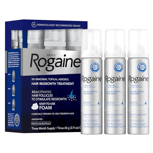 Men's Rogaine 5% Minoxidil Foam for Hair Loss and Hair Regrowth, Topical Treatment for Thinning Hair, 3-Month Supply