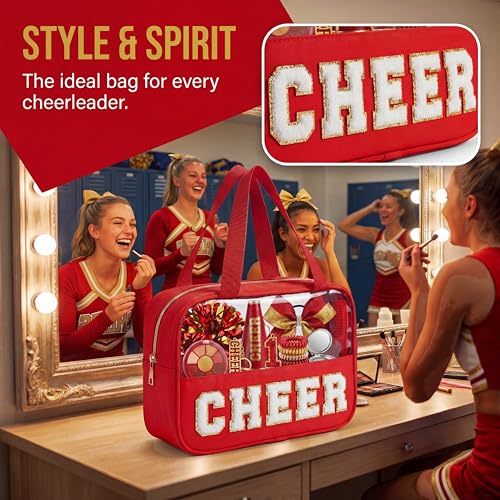 Cheer Makeup Bag with Chenille Letters - Cheerleader Cosmetic Pouch