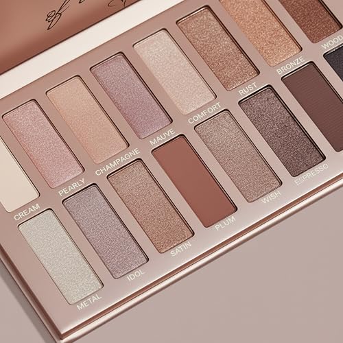 Lamora Eyeshadow Palette Makeup - Eye Makeup Palette with 16 Highly Pigmented Matte & Shimmer Shades - Vegan & Blendable