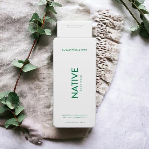 Native Body Wash Contains Naturally Derived Ingredients | For Women & Men, Sulfate, Paraben, & Dye Free Leaving Skin Soft and Hydrated | Eucalyptus & Mint 18 oz - 2 Pk