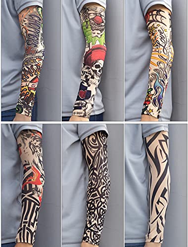 Temporary Tattoo Arm Sleeves – 12pcs Compression UV Protection