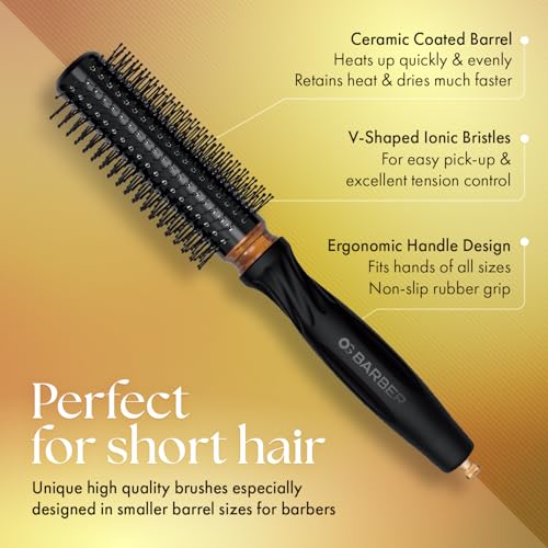 Olivia Garden OG Barber brushes with comfortable ball points tips, ergonomic non-slip handle, ionic technology, lightweight, for easy and quick styling on short hair, ideal for men grooming