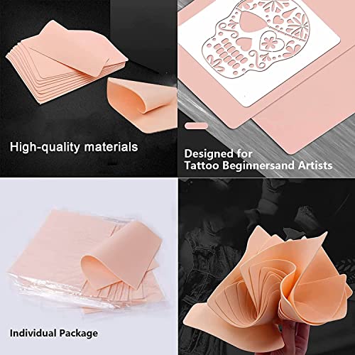 Yuelong 20Pcs Blank Tattoo Practice Skin Fake Skin 7.4x5.6" Double Sides Silicone Pads Microblading Eyebrow Tattoo Skin Practice for Beginners and Experienced Artists