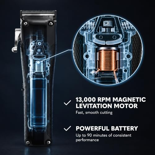Pro Beard Trimmer for Men - Barber-Grade Cordless Electric Grooming Kit with 10 Guides & Taper Lever