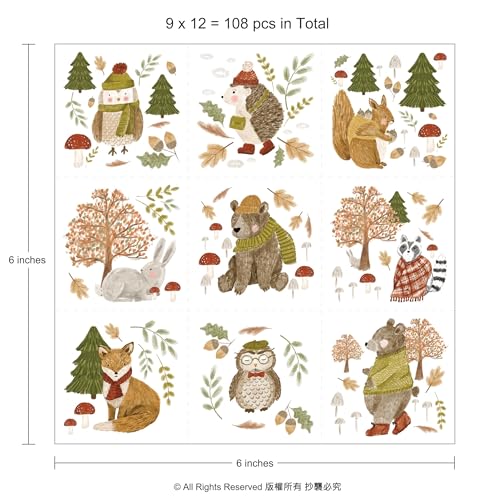 Forest Animal Temporary Tattoos - 108 Woodland Creature Stickers