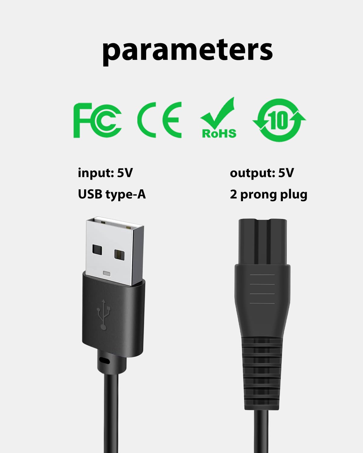wotdmu USB Charging Cord Compatible with Pritech Electric Hair Shaver and Callus Removers, 5V 1A Charger Fit PR-2614 LD-8001 PR-2188 PR-2990 PR-8003 RSM-1577 RSM-1699 RSM-1505 RSM-1928C BCM-1138