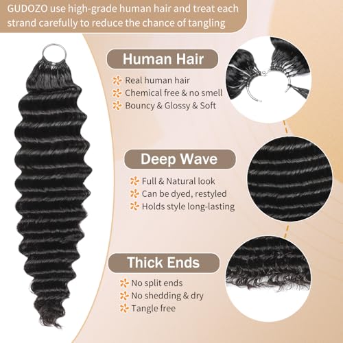 GUDOZO 16 Inch Deep Wave Feather Crochet Hair for Black Women