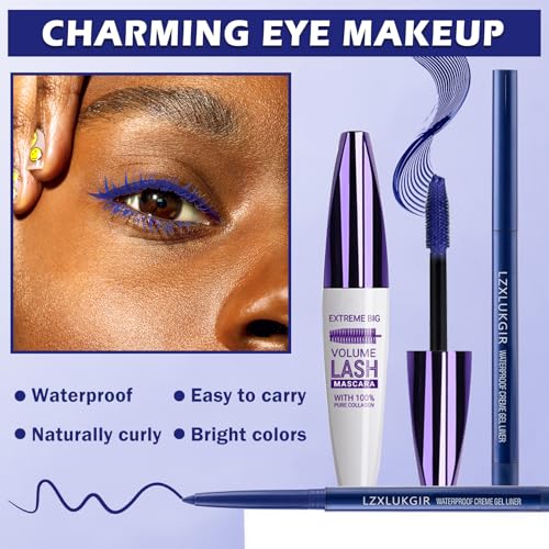 Blue 5D Mascara and Eyeliner Set Waterproof