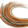 Natural Color Rooster Feather Hair Extensions – 50 Pack