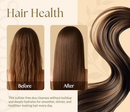 SOULSPA PURE Biotin Rice Water Shampoo & Conditioner Set - 16 fl oz Each, Strengthens Fragile Hair