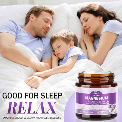 Magnesium Body Lotion - Magnesium Cream [NATURAL & ORGANIC] Lavender Magnesium Lotion for Sleep,Muscle Pain, Leg Cramps, Topical Magnesium Balm with Shea Butter, Coconut Oil, Vitamin E, Safe for Kids