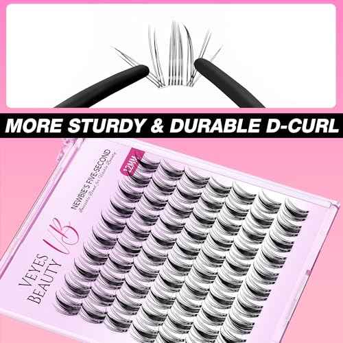 VEYESBEAUTY Lash Clusters Eyelash Extensions Thin & Invisible Band DIY Individual False Eyelashes Newbie's Five-Second Series Wispy Lash Tray for Self-application, Manga Lashes12mm Length