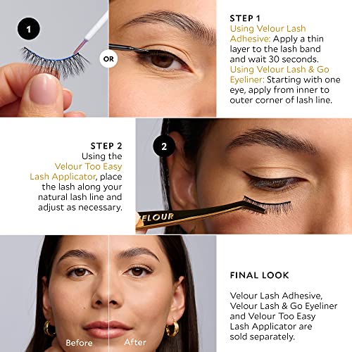 Velour Effortless Lashes, Natural Looking False Eyelashes, Fluffy & Lightweight No Trim Eyelashes, Reusable Fake Lashes For All Eye Shapes, Vegan & Cruelty-Free, Lash Glue not Included (Would I Lie?)