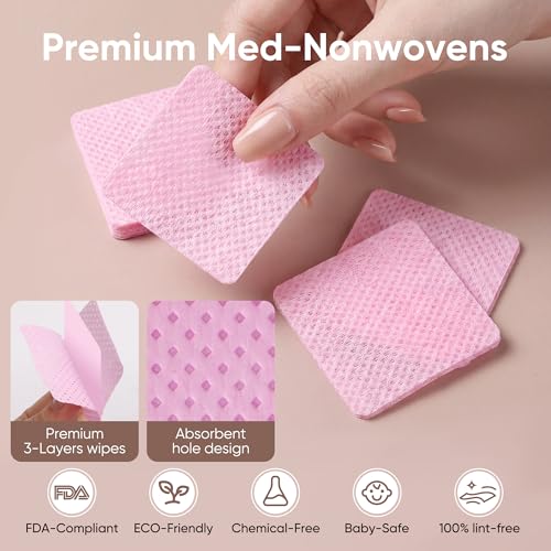 Lint-Free Nail Wipes Acetone Remover Pads for Gel Nails & Lash Extensions - 1200 Count
