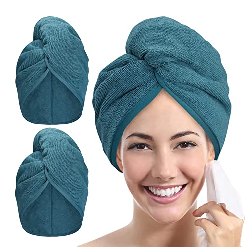 Microfiber Hair Towel Wrap 10x26 Inches - 2 Pack Turban